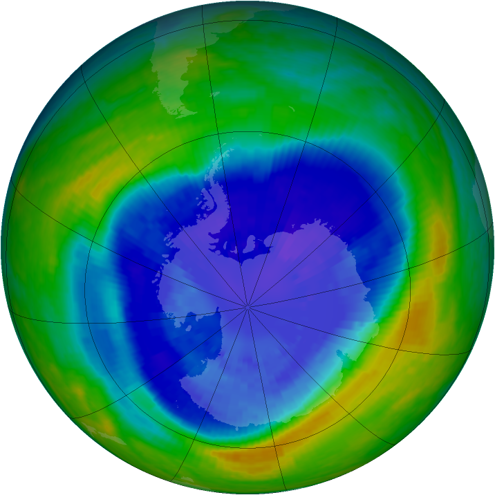 Antarctic ozone map for 14 September 2004